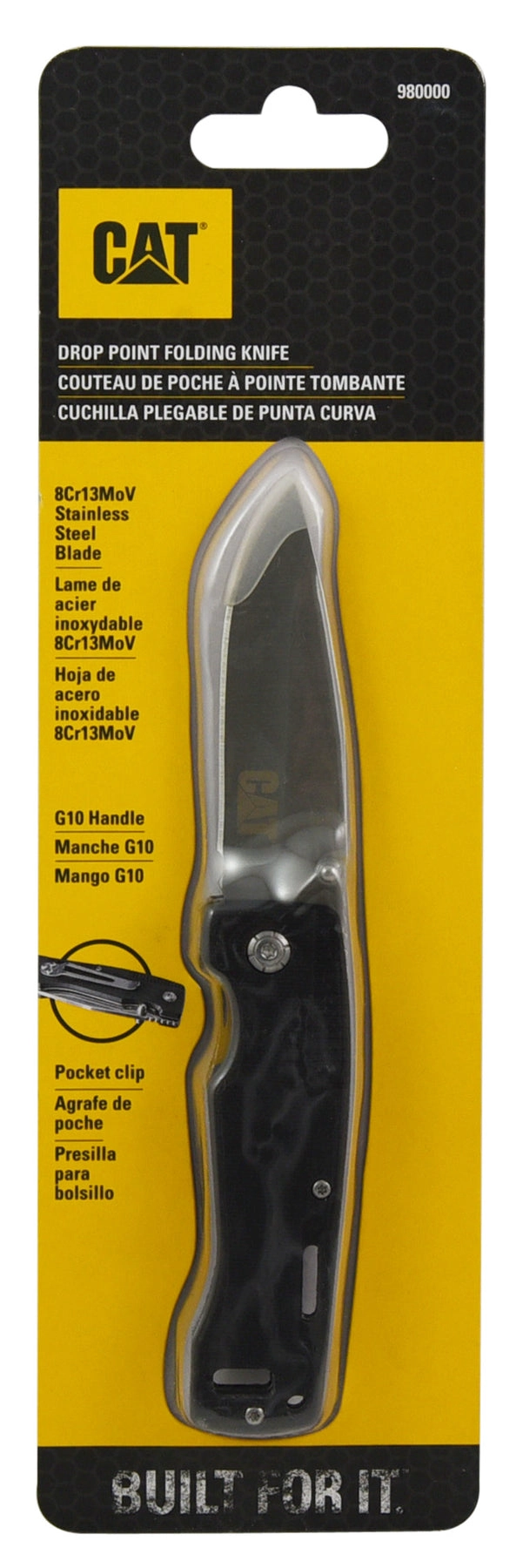 CUCHILLO CAT NAVAJA PLEGABLE 980000 PUNTA CURVA ACERO INOXIDABLE - 1