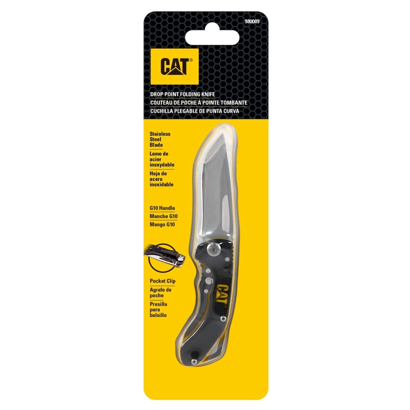 CUCHILLO CAT NAVAJA PLEGABLE 980009 PUNTA CURVA ACERO INOXIDABLE - 1