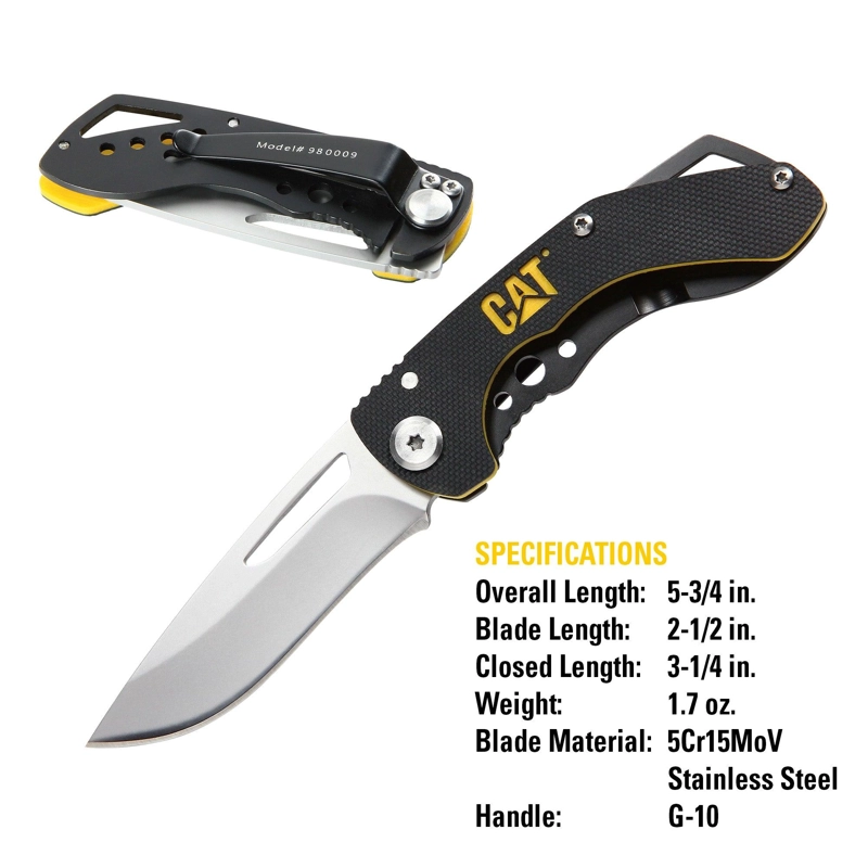 CUCHILLO CAT NAVAJA PLEGABLE 980009 PUNTA CURVA ACERO INOXIDABLE - 2
