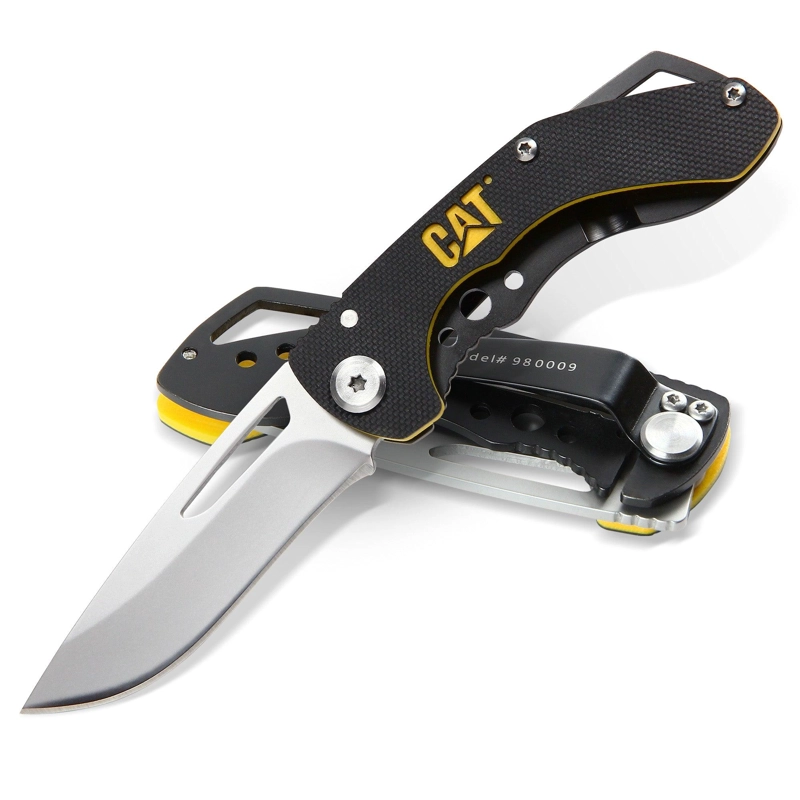 CUCHILLO CAT NAVAJA PLEGABLE 980009 PUNTA CURVA ACERO INOXIDABLE - 6