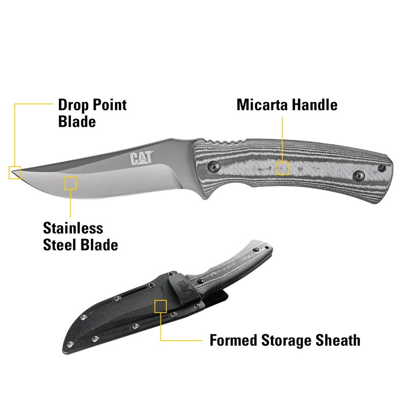 CUCHILLO CAT FIJO 980013 PUNTA FIJA CURVA ACERO INOXIDABLE - 3