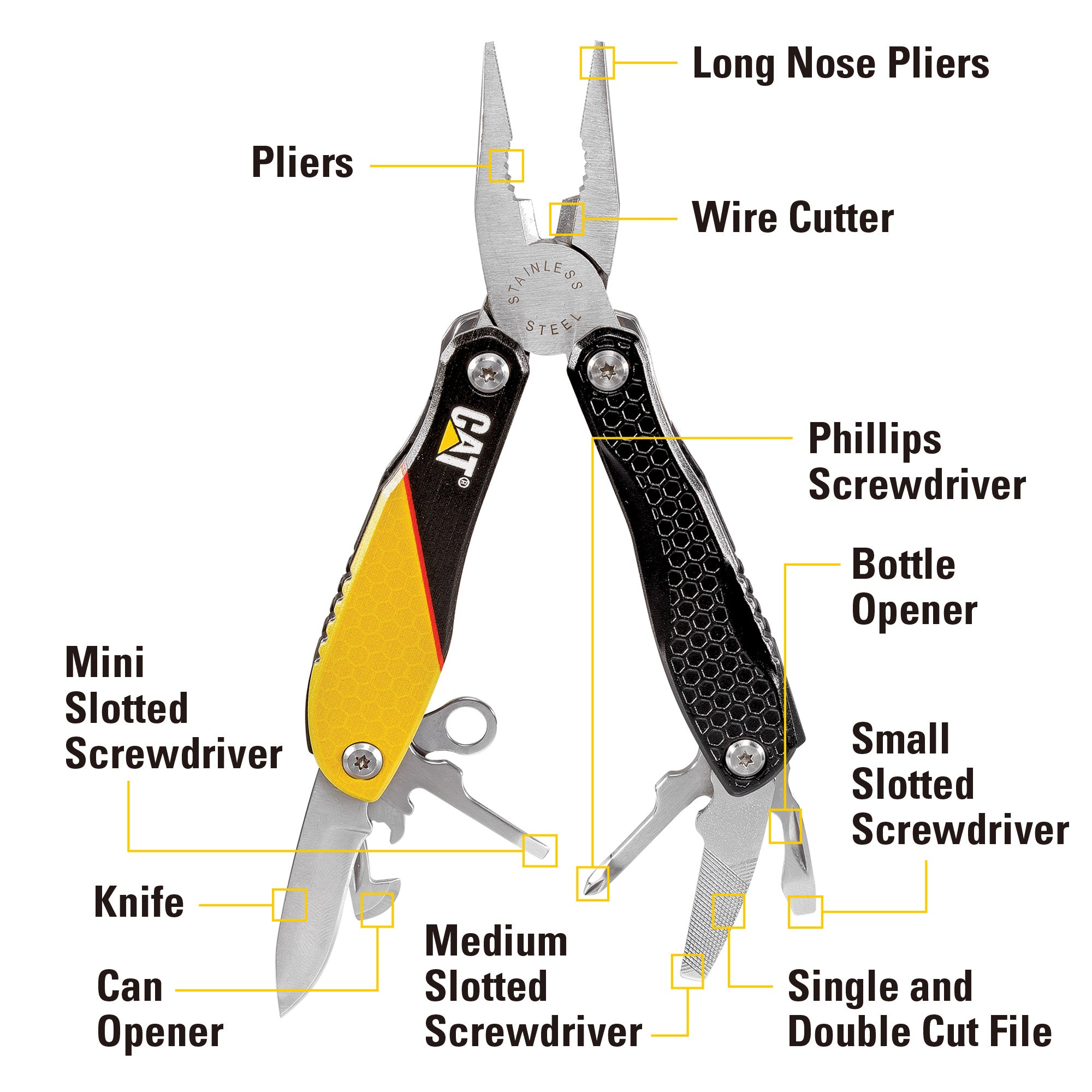 MULTIHERRAMIENTA CAT 12 EN 1 980057 MULTITOOLS ACERO INOXIDABLE - 3