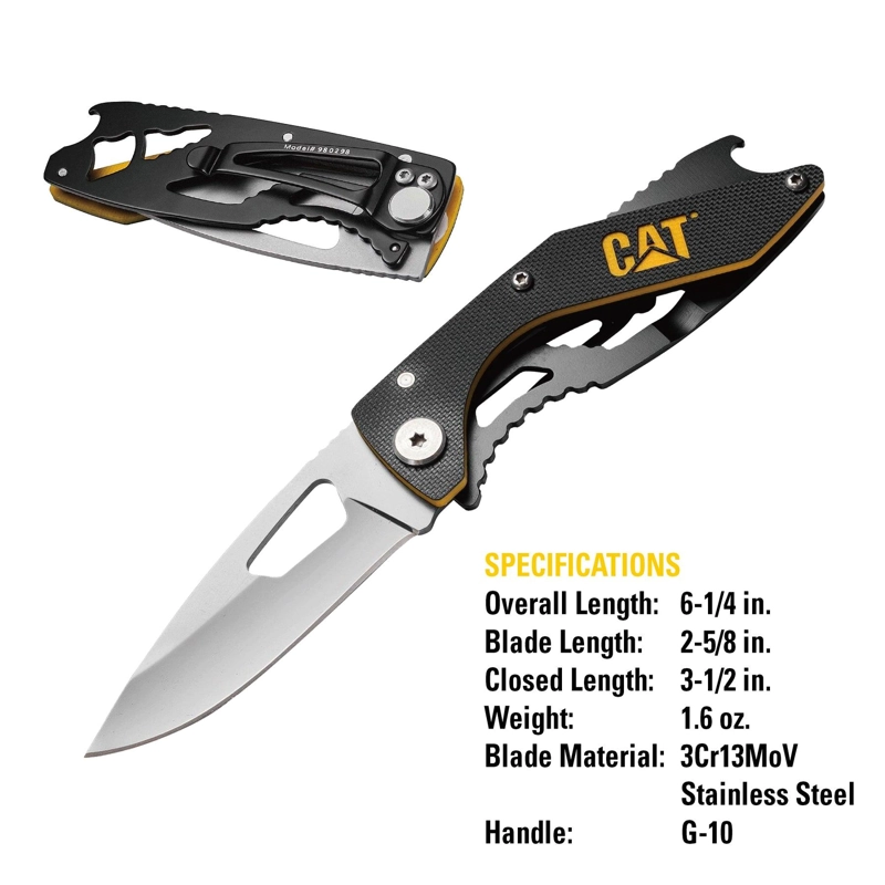 CUCHILLO NAVAJA PLEGABLE CAT 980298 PUNTA CURVA - 2