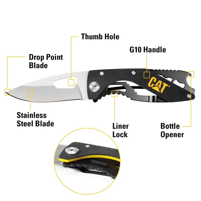 CUCHILLO NAVAJA PLEGABLE CAT 980298 PUNTA CURVA - 4