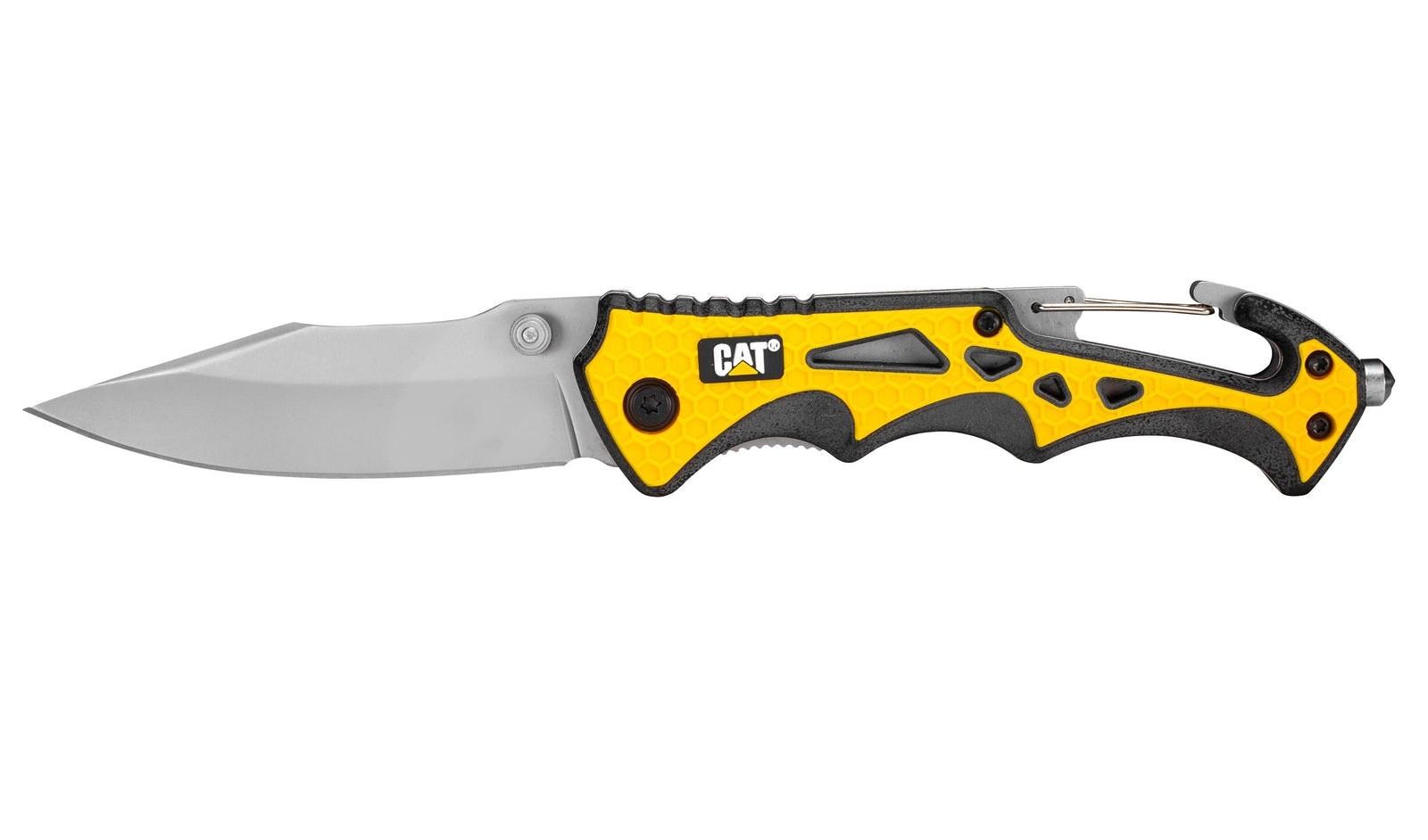 CUCHILLO CAT NAVAJA PLEGABLE 980524 PUNTA CURVA ACERO INOXIDABLE - 1