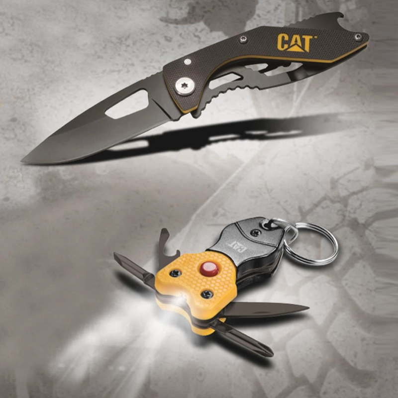 CUCHILLO NAVAJA MAS LLAVERO MULTIHERRAMIENTA CON LUZ CAT 980361N - 2