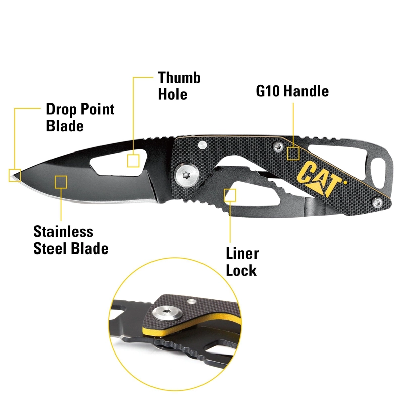CUCHILLO NAVAJA MAS LLAVERO MULTIHERRAMIENTA CON LUZ CAT 980361N - 4