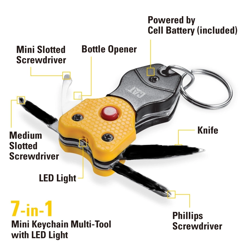 CUCHILLO NAVAJA MAS LLAVERO MULTIHERRAMIENTA CON LUZ CAT 980361N - 7