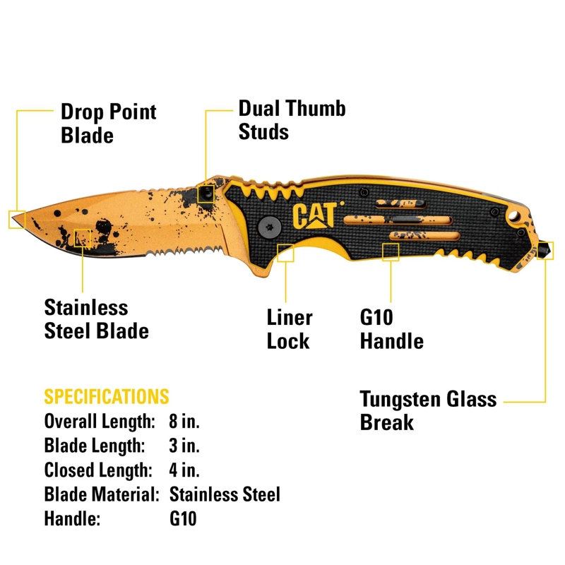 CUCHILLO NAVAJA PLEGABLE CAT 980646N PUNTA CURVA - TAMAÑO UNICO - 3