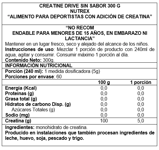 CREATINA NUTREX DRIVE 300 GR - 2