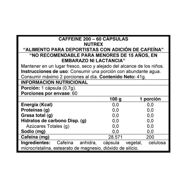 SUPLEMENTO ALIMENTICIO NUTREX CAFFEINE 200 60 CAP - 3