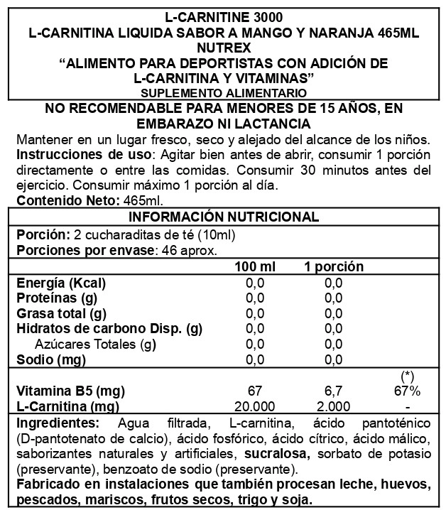 QUEMADOR GRASA NUTREX LIQUID CARNITINE 3000 473 ML - 2