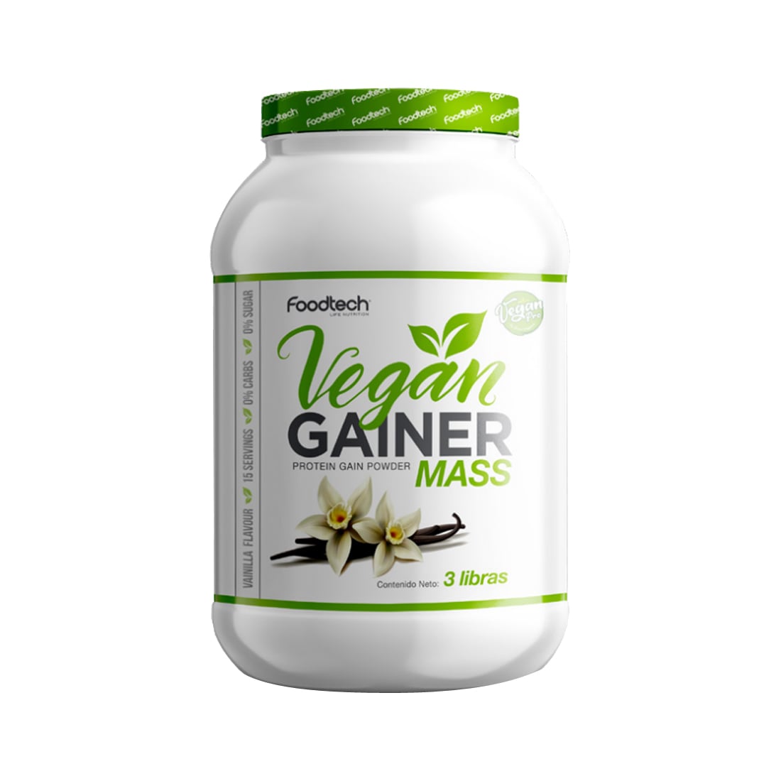 SUPLEMENTO ALIMENTICIO FOODTECH VEGAN GAINER MASS VAINILLA 3 LB - 1