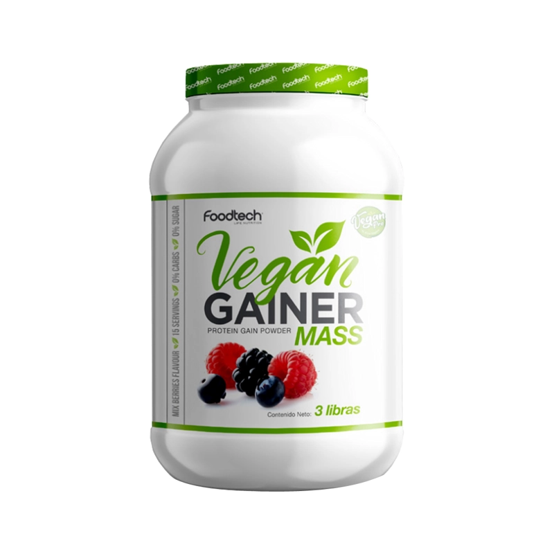 SUPLEMENTO ALIMENTICIO FOODTECH VEGAN GAINER MASS 3 LBS MIX BERRIES - 1