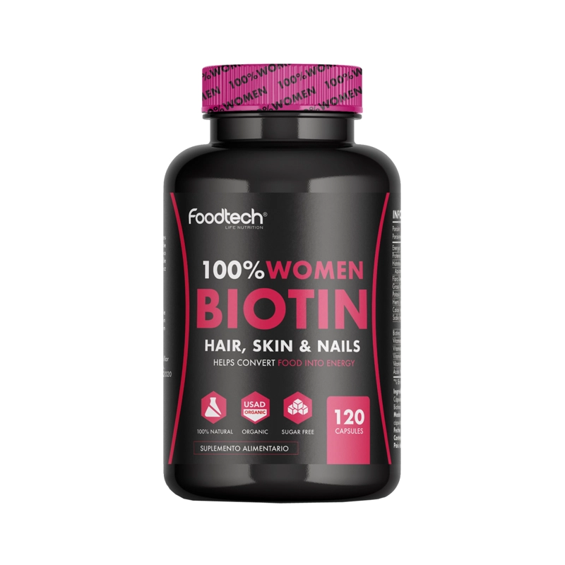100% WOMEN BIOTIN 120 CAPS - FOODTECH - 1