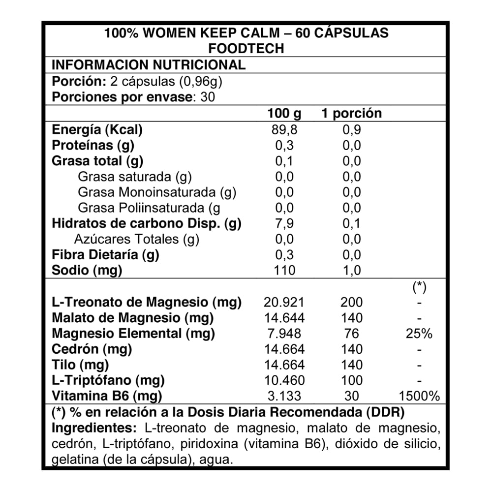 100% WOMEN KEEP CALM 60 CAPS - FOODTECH - 2