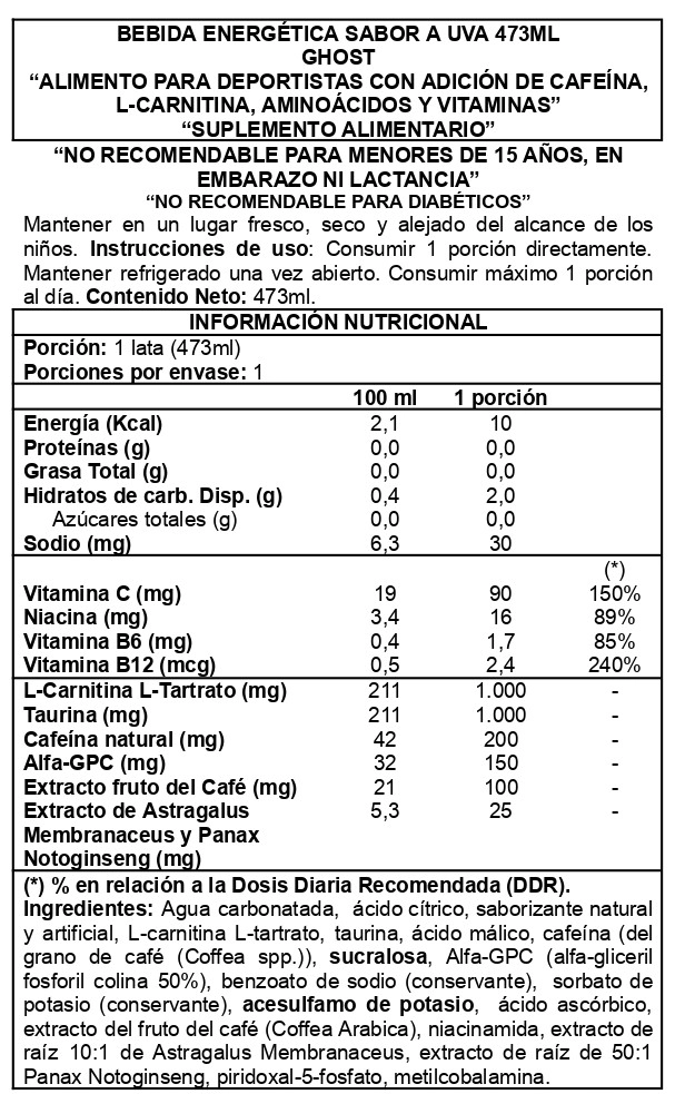 CAJA ENERGY ZERO SUGAR 12UNI WELCH´S GRAPE - GHOST - 2