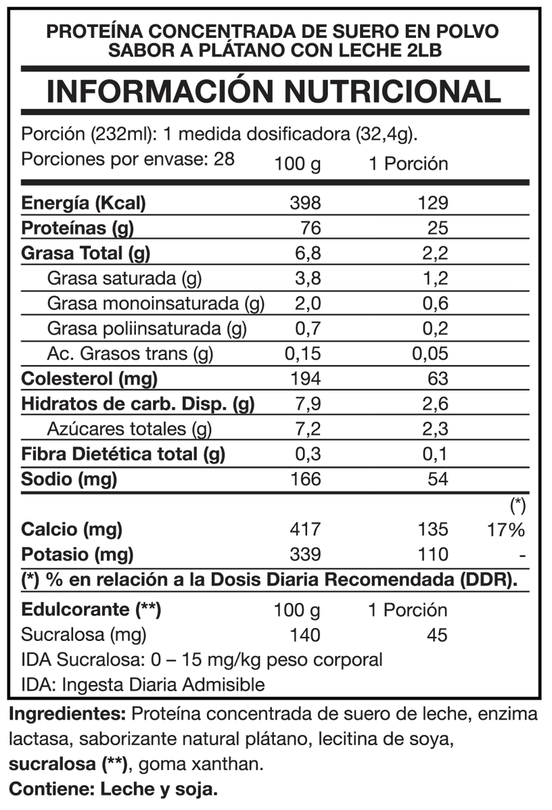 TASTY PROTEIN 100% WHEY 2LBS PLATANO CON LECHE - FOODTECH - 2