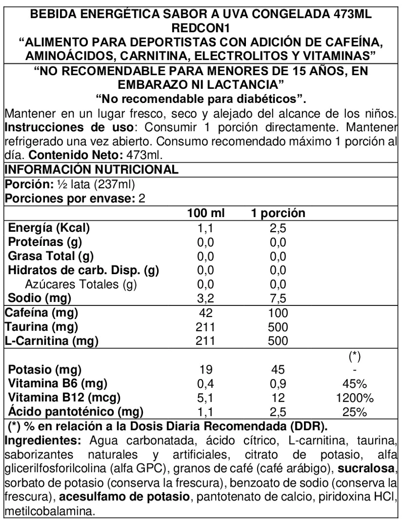 CAJA HIGH P. ENERGY 12 UNID GRAPE FREEZE - REDCON1 - 2
