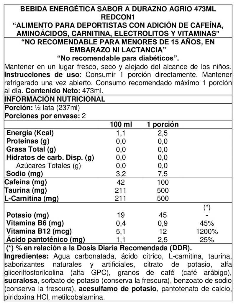 CAJA HIGH P. ENERGY 12 UNID SOUR PEACH - REDCON1 - 2