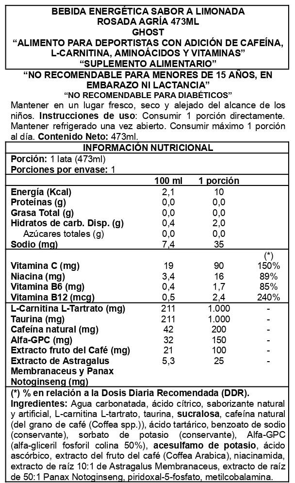 CAJA ENERGY ZERO SUGAR 12UNI PINK LEMONADE - GHOST - 2