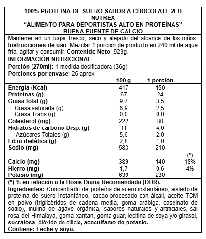 100% WHEY 2 LBS CHOCOLATE - NUTREX - 2