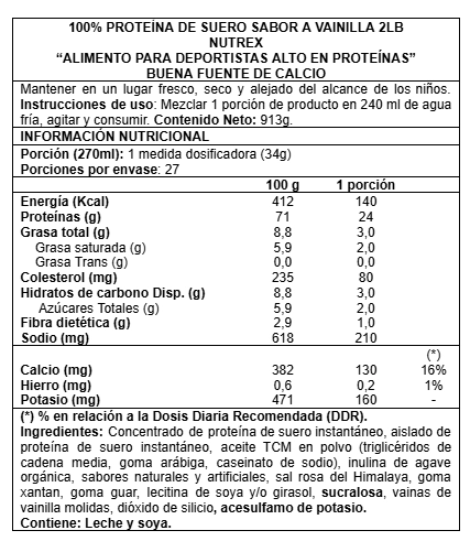 100% WHEY 2 LBS VAINILLA - NUTREX - 2