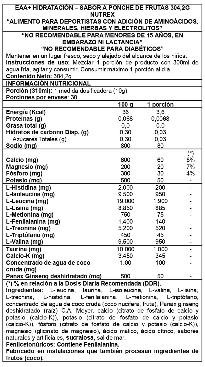 EAA + HYDRATION 390 GR FRUIT PUCH - NUTREX - 2