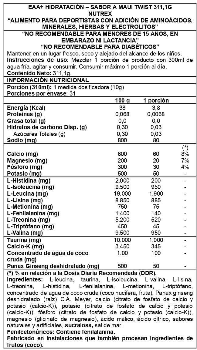 EAA + HYDRATION 390 GR MAUI TWIST - NUTREX - 2
