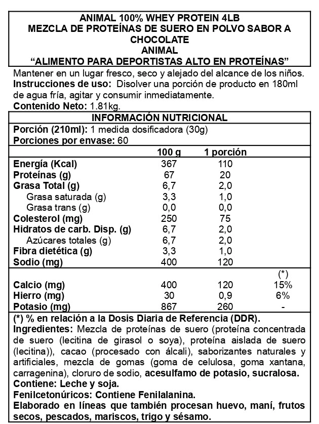 ANIMAL 100% WHEY 4LBS CHOCOLATE - ANIMAL - 2