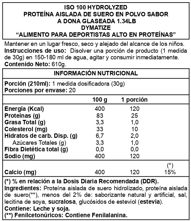 ISO 100 1.4 LB DUNKIN GLAZED DONUT - DYMATIZE NUTRITION - 2