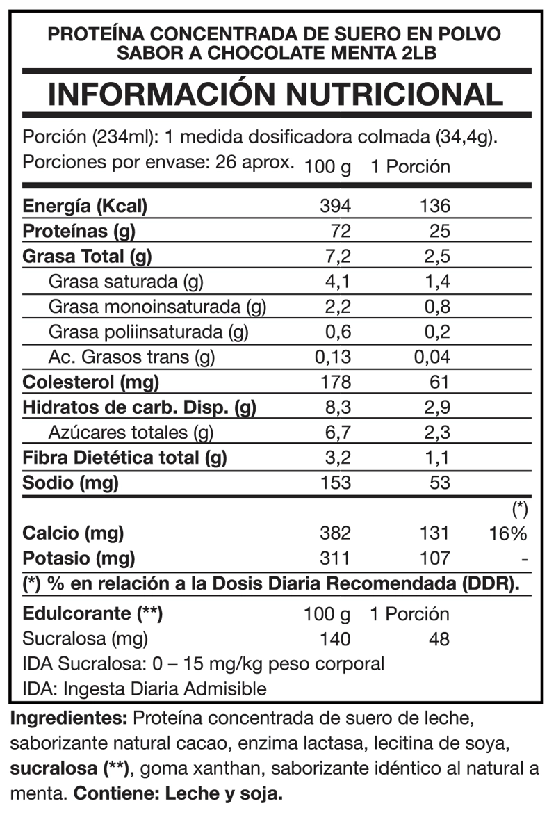 TASTY PROTEIN 100% WHEY 2LBS CHOCOLATE MINT - FOODTECH - 2