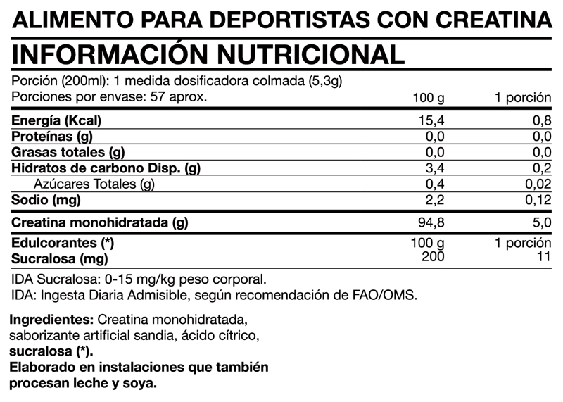 TASTY CREATINE MONOHYDRATE 300GR WATERMELON - FOODTECH - 2