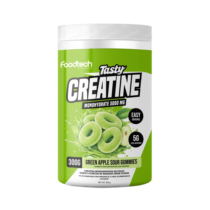 TASTY CREATINE MONOHYDRATE 300GR GREEN APPLE - FOODTECH - 1