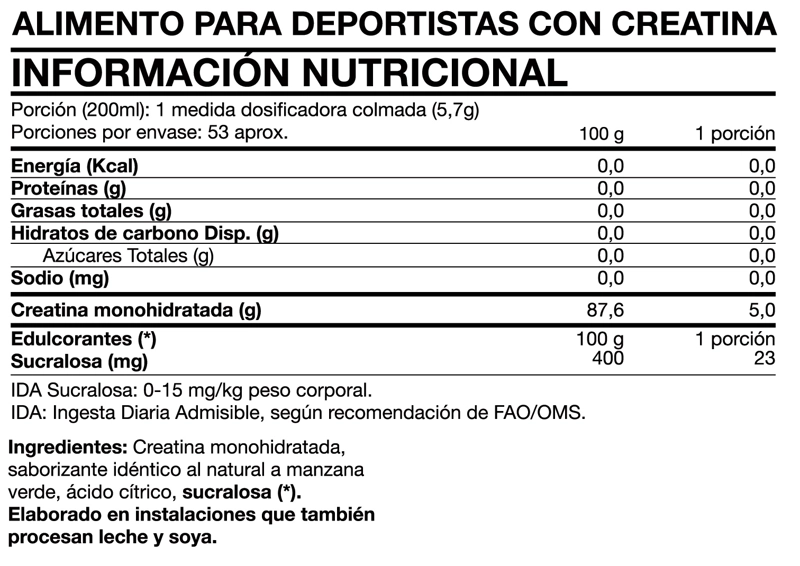 TASTY CREATINE MONOHYDRATE 300GR GREEN APPLE - FOODTECH - 2
