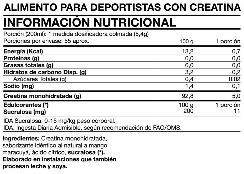 TASTY CREATINE MONOHYDRATE 300GR MANGO PASSION - FOODTECH - 2