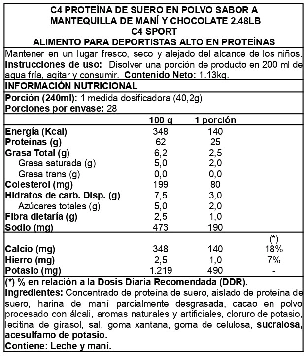 C4 WHEY PROTEIN 28 SER REESE´S PEANUT BUTTER - CELLUCOR - 2