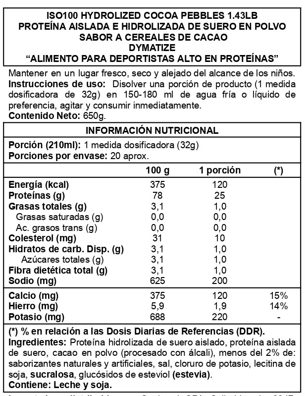 ISO 100 1.4 LB COCOA PEBBLES - DYMATIZE NUTRITION - 2