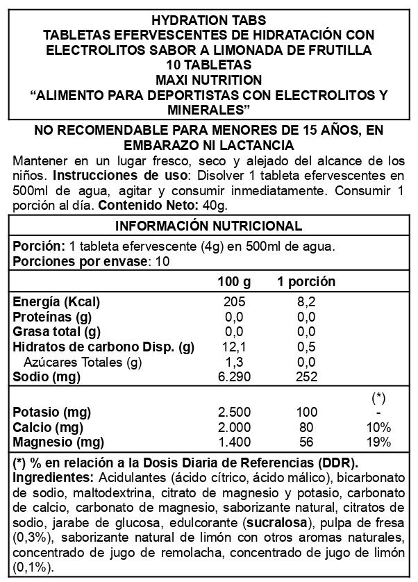 CAJA HYDRATION TABS 6UNID STRAWBERRY - MAXI NUTRITION - 2