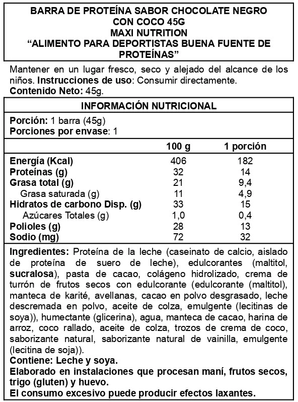 CAJA PROTEIN BAR CREAMY CORE 12 UNID DARK CHOCOLATE COCONUT - MAXI NUTRITION - 2