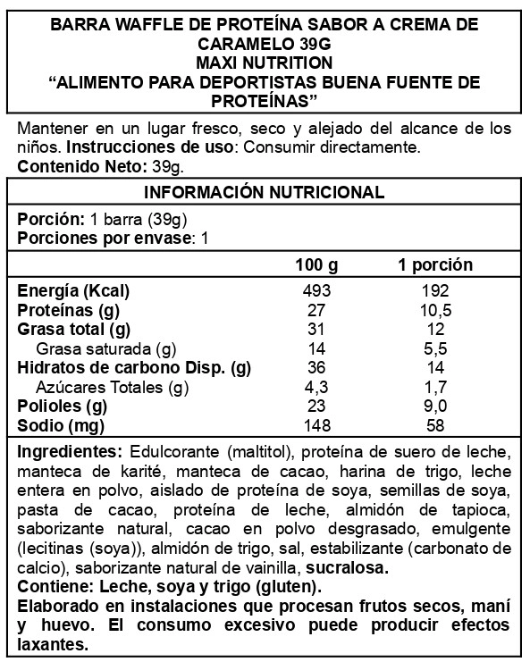 CAJA WAFFLE BAR 12 UNID CARAMEL - MAXI NUTRITION - 2