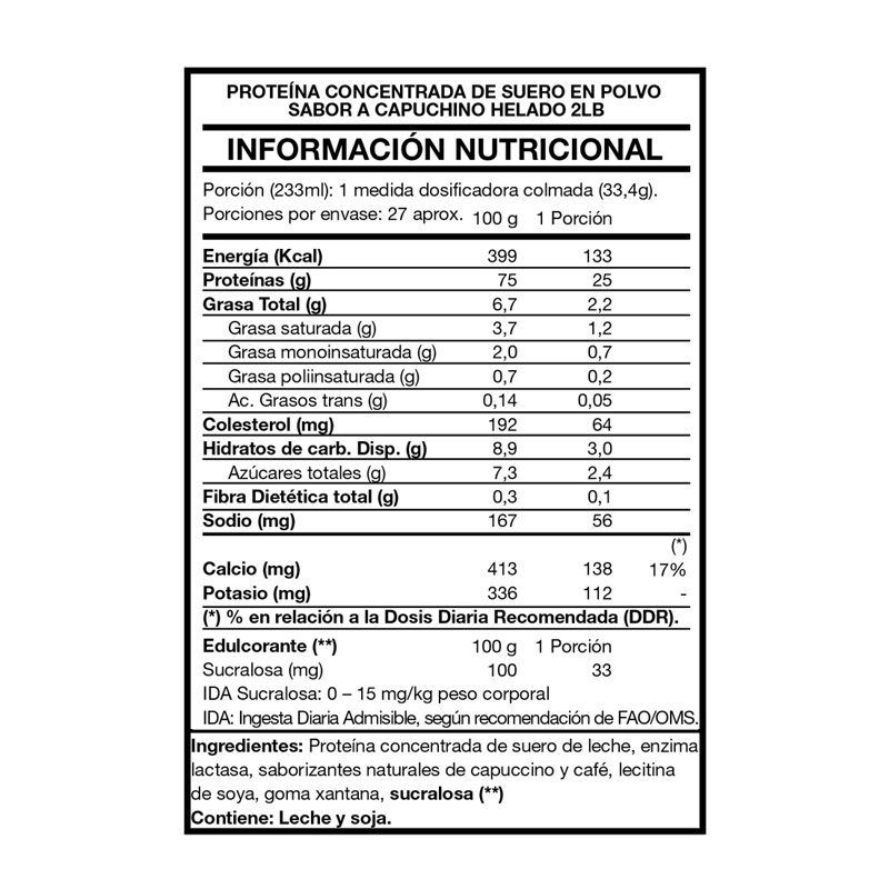 TASTY PROTEIN 100% WHEY 2LBS CAPUCCINO - FOODTECH - 2