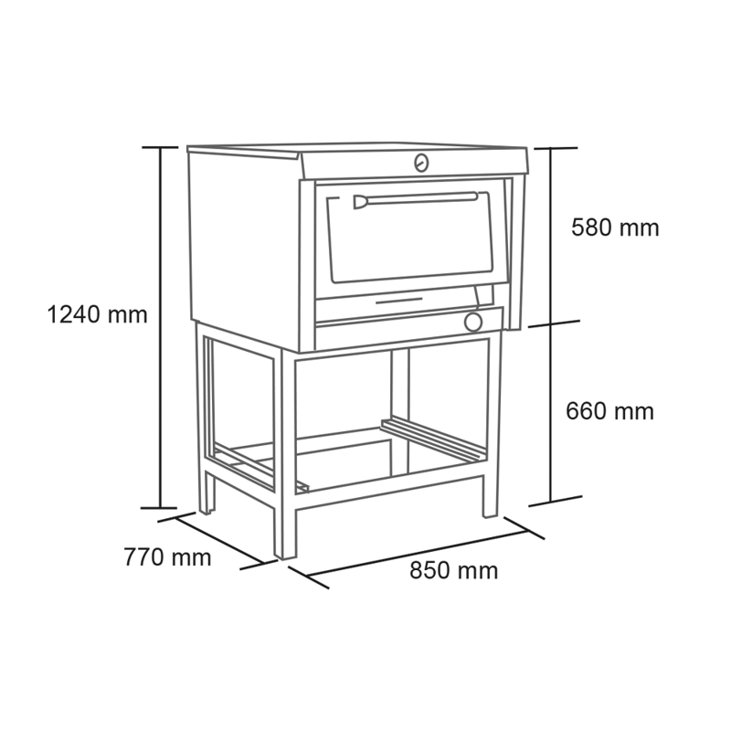 HORNO INDUSTRIAL 1 CAMARA 58X65 CM. GLP 6EA151R | Acero - 4