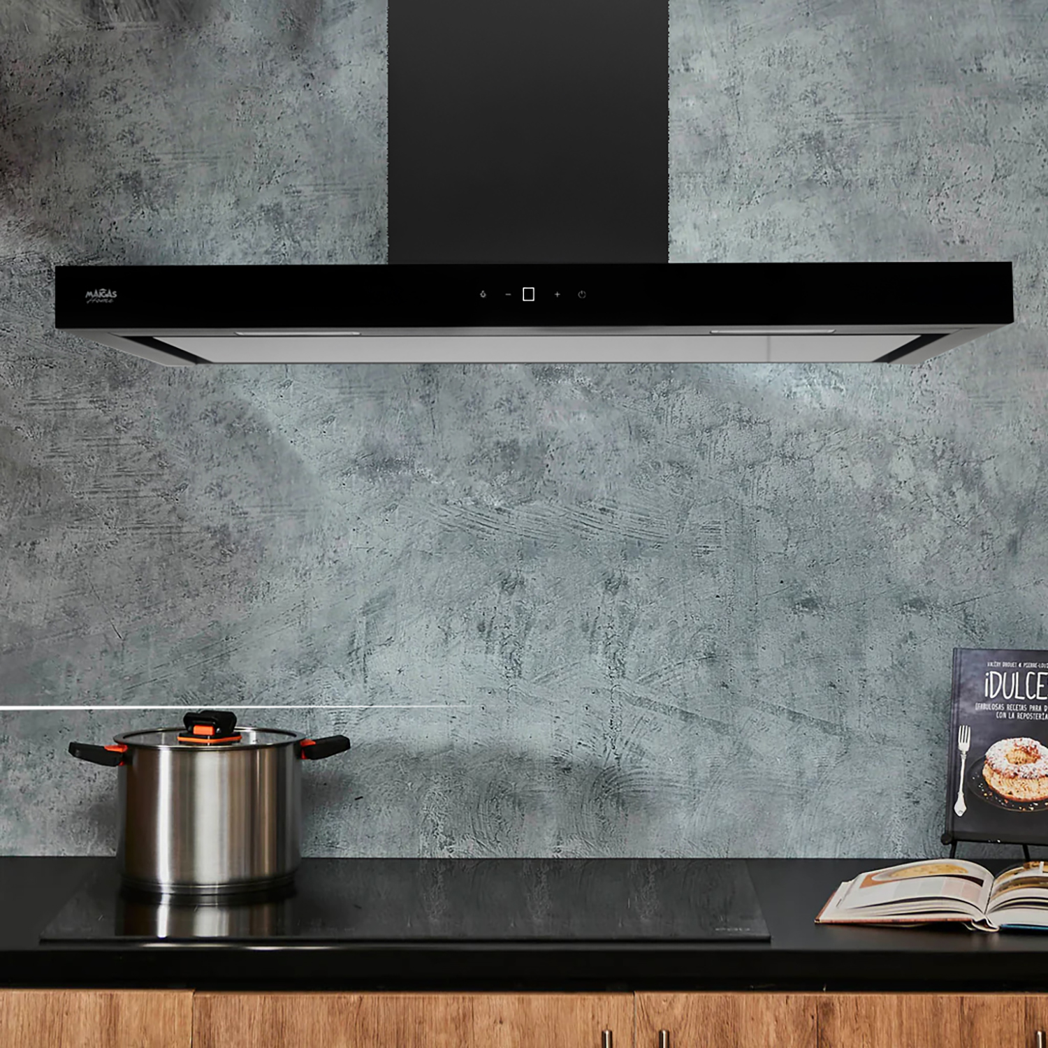 CAMPANA CONTROL TOUCH 90CM / PLACA INFERIOR VIDRIO NEGRO. - 5