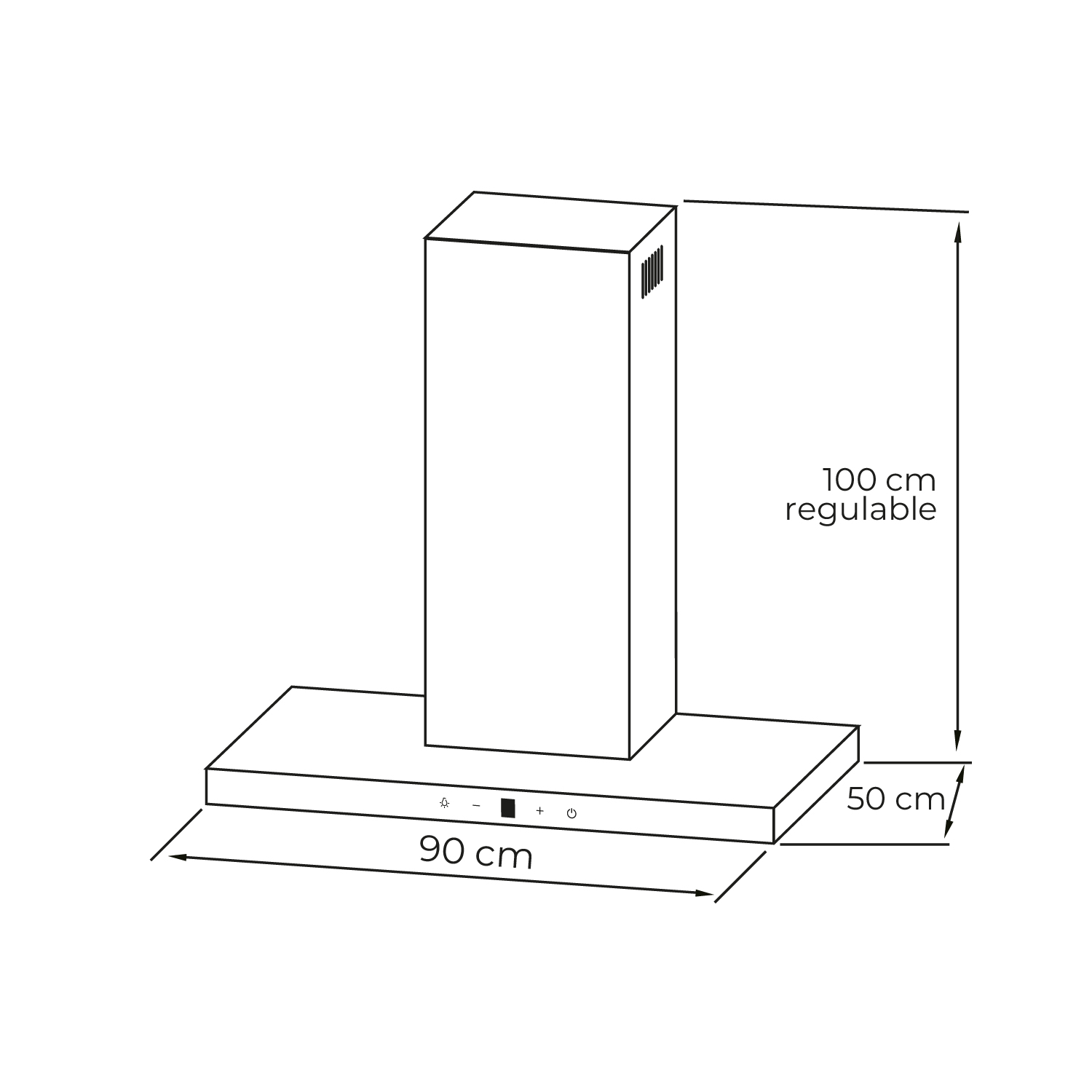 CAMPANA CONTROL TOUCH 90CM / PLACA INFERIOR VIDRIO NEGRO. - 6