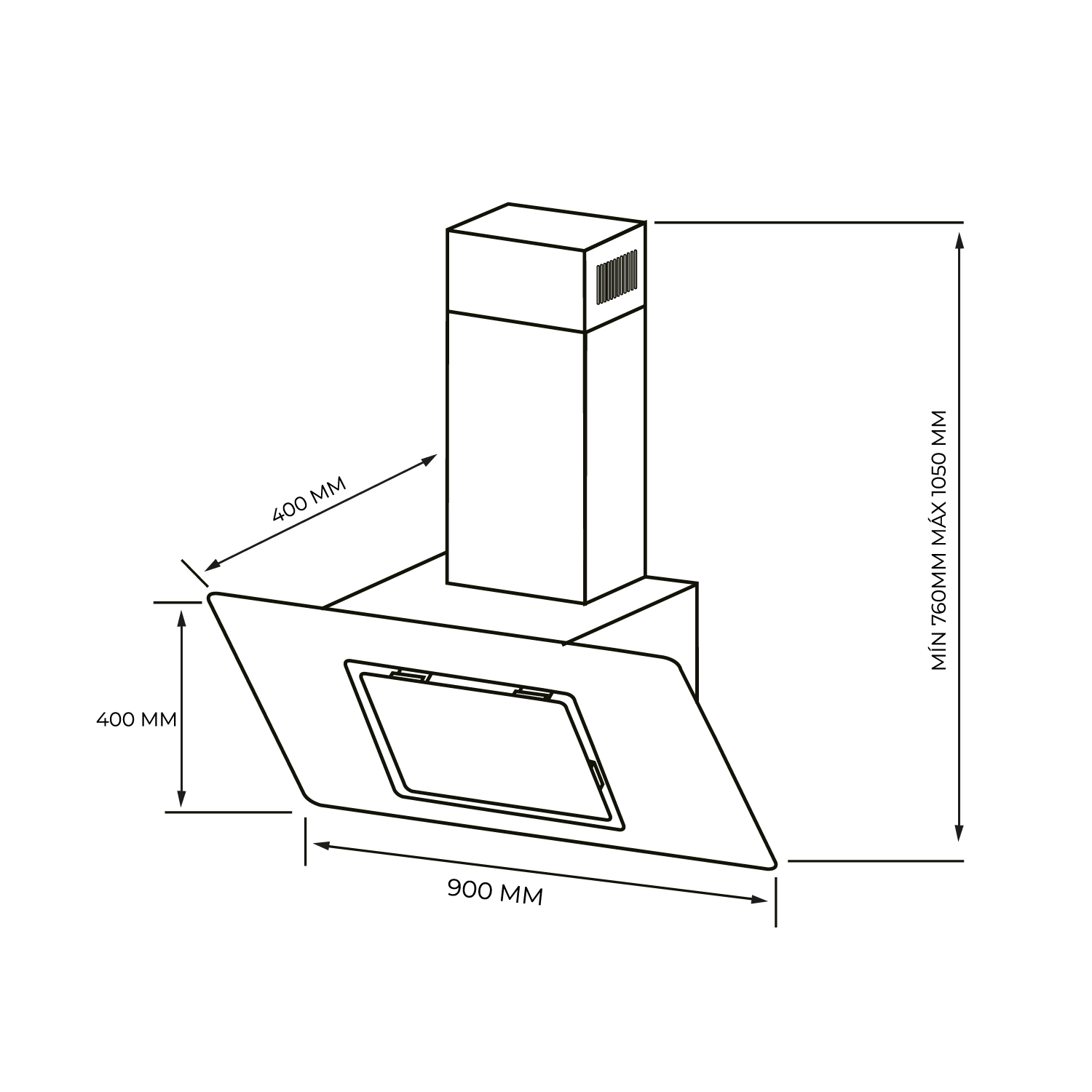 CAMPANA VIDRIO NEGRO CONTROL TOUCH 90CM - 5