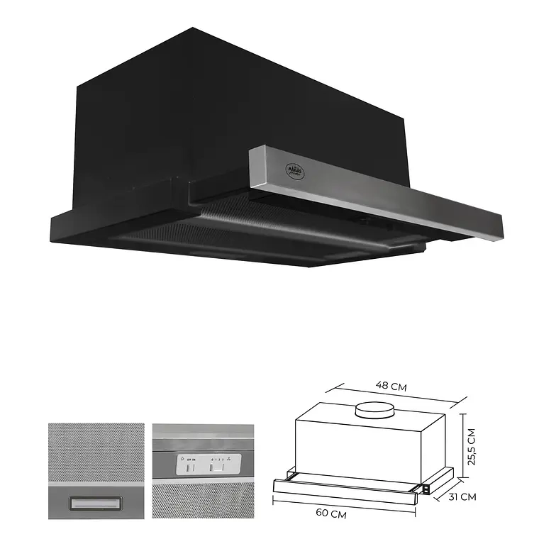 KIT ENCIMERA VITROCERAMICA 4 QUEMADORES + HORNO 60 LITROS CON SPIEDO + CAMPANA RETRACTIL - 4