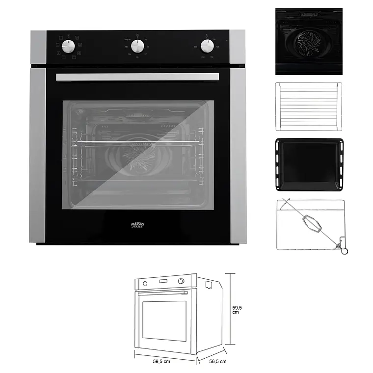 KIT ENCIMERA VITROCERAMICA 4 QUEMADORES + HORNO 60 LITROS CON SPIEDO + CAMPANA RETRACTIL - 6