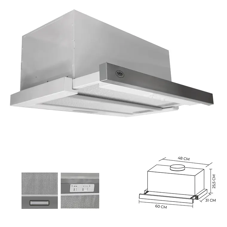 KIT ENCIMERA ELE CTRICA VITROCERAMICA 2 QUEMADORES + CAMPANA RETRACTIL - 4