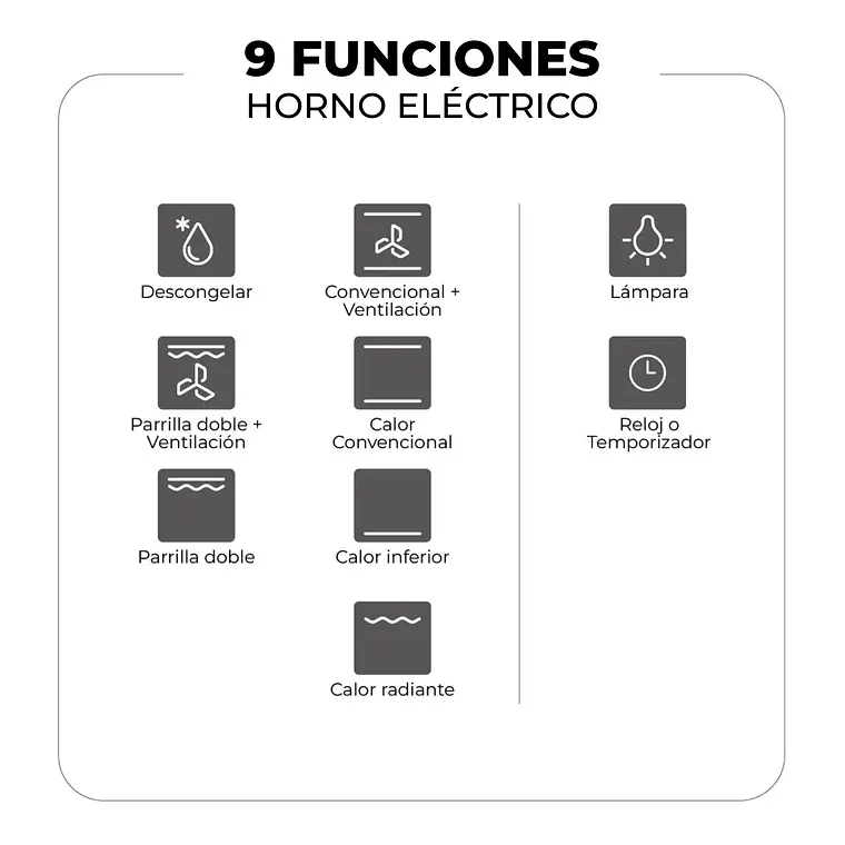 KIT ENCIMERA ELE CTRICA VITROCERAMICA 4 QUEMADORES + HORNO 60 LITROS CON SPIEDO - 2
